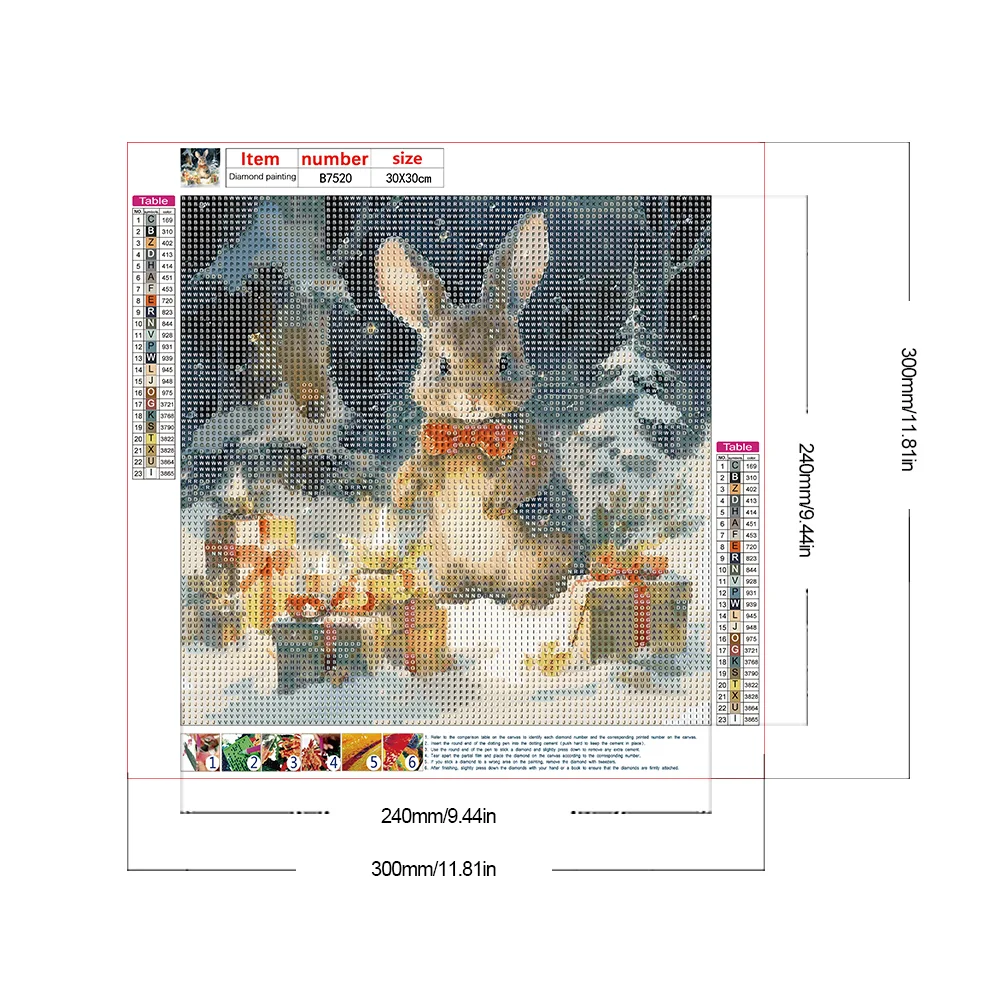 Diamond Painting - Full Round Drill - Winter Gift Bunny(Canvas|30*30cm)