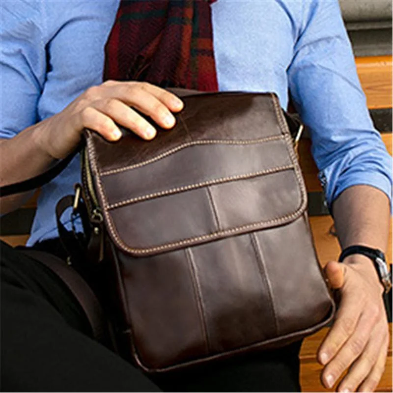 Mens Vintage Classic Large Capacity Casual Leather Shoulder Packs Crossbody Bags