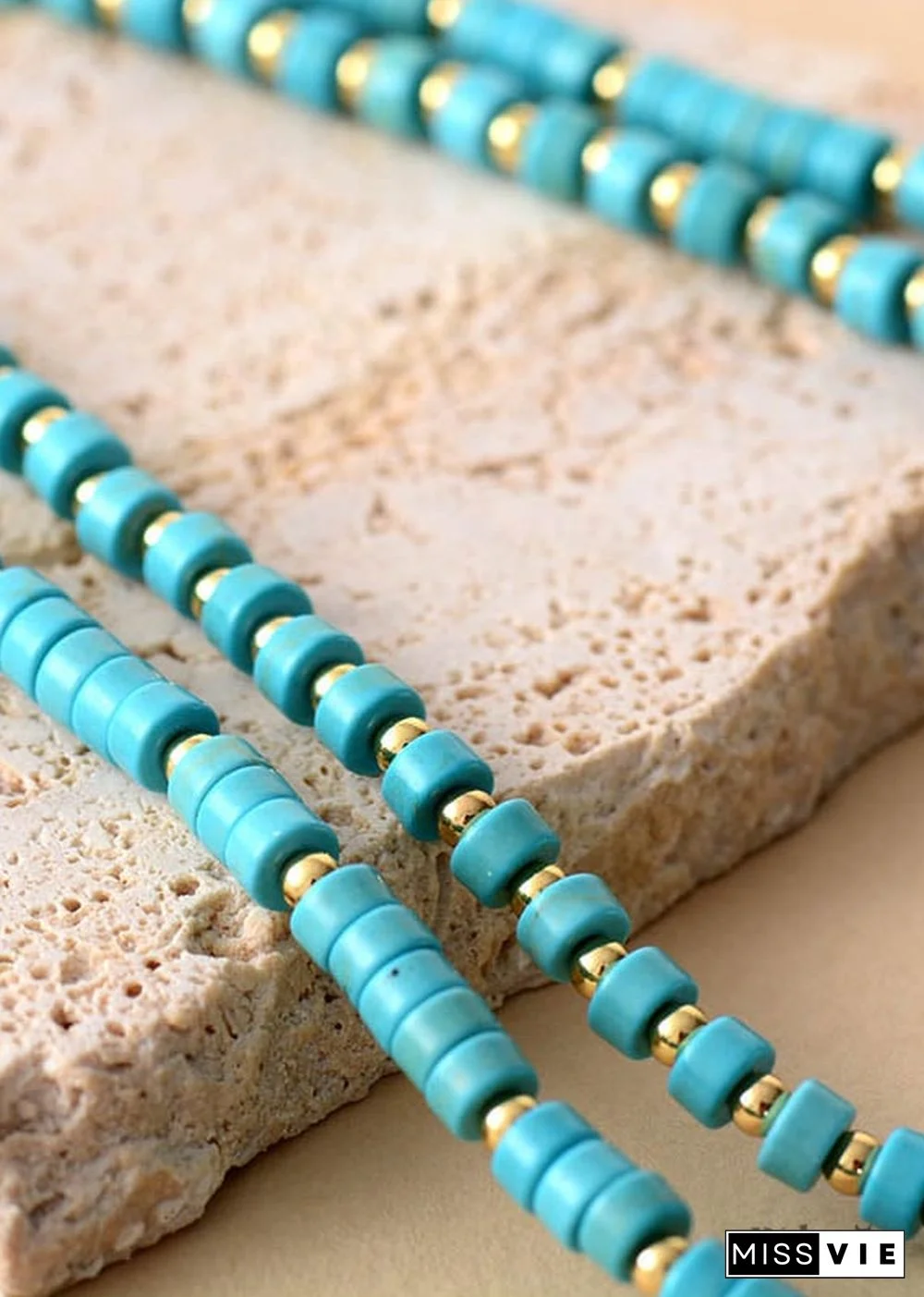 Boho Necklace, Turquoises 2 Layers Chokers Necklace