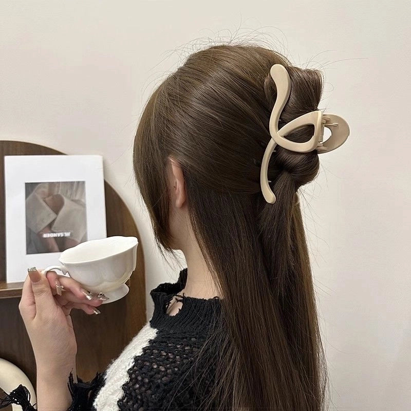 Design Geometric Lines Back Head Updo Hair Clip Large Shark Clip Female Frosted Temperament Hairpin Headdress