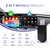 2 in 1 Wireless CarPlay Android Auto Adapter Plug & Play for Factory Wired Cars