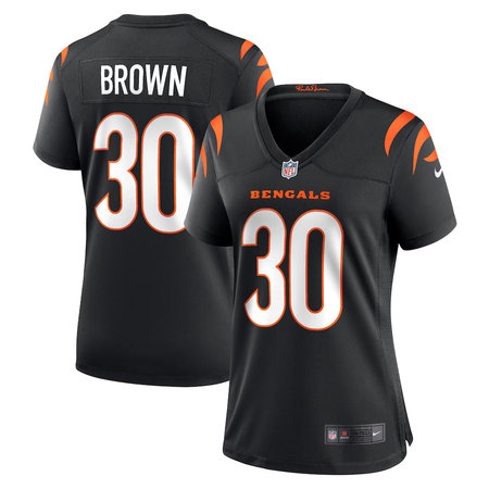Women's Cincinnati Bengals #30 Chase Brown Nike Black Team Game Jersey