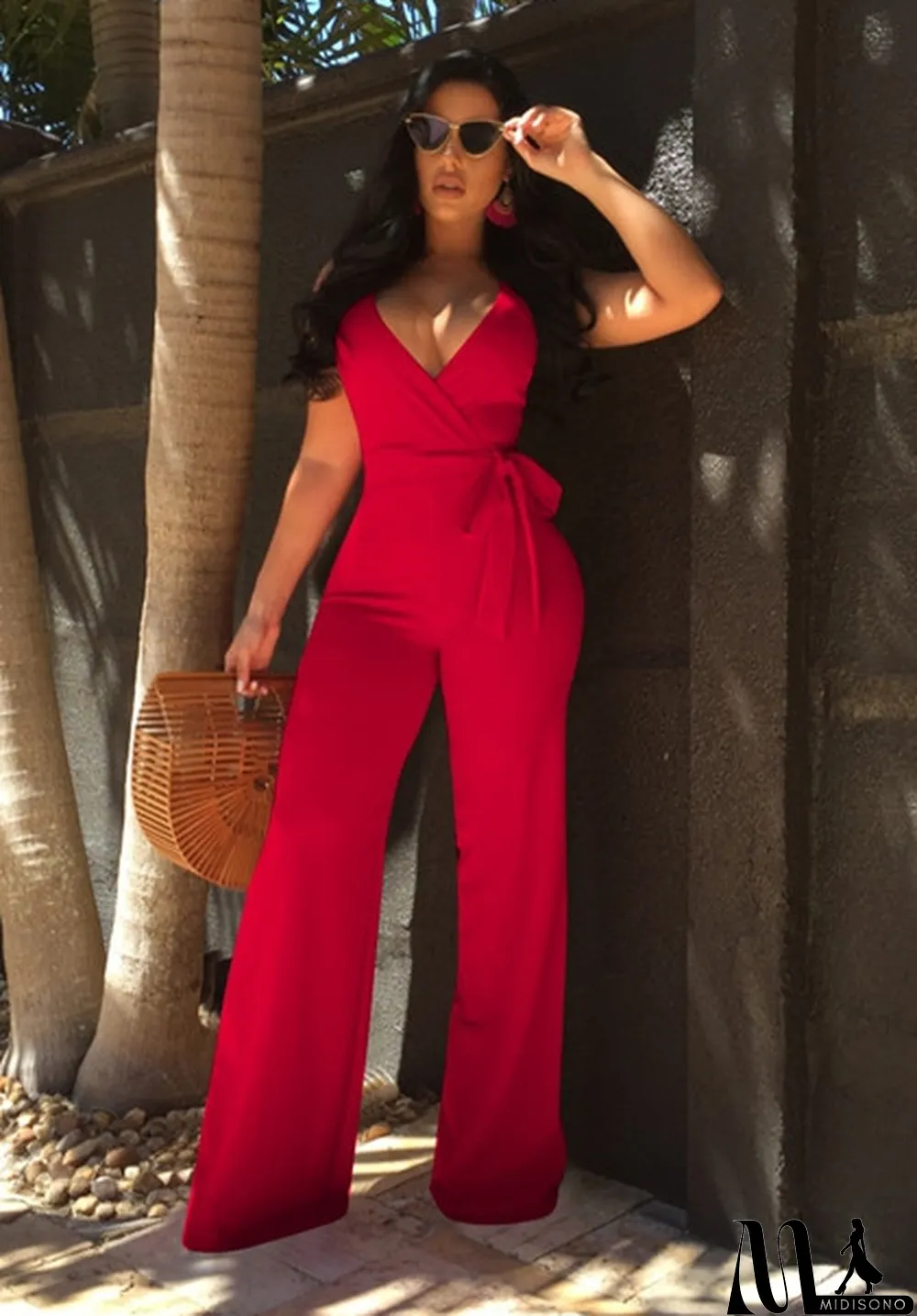 MidiSono - Army Green Backless Solid Fashion sexy Jumpsuits & Rompers