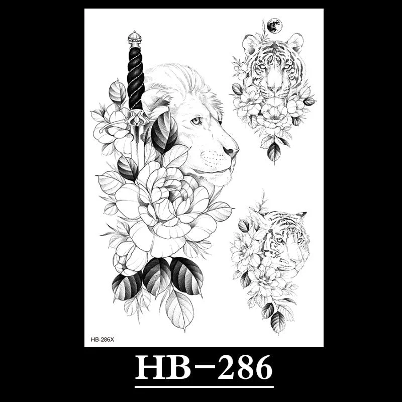 New Temporary Tattoos for Women Flower Sketch Tattoo Stickers Black and White Arm Art Snake Stickers Waterproof and Sweat Tattoo