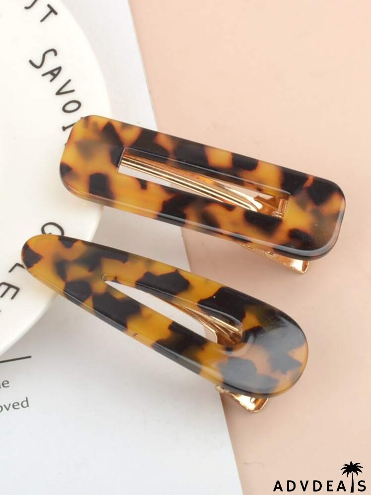 2pcs Tortoiseshell Pattern Hair Clip