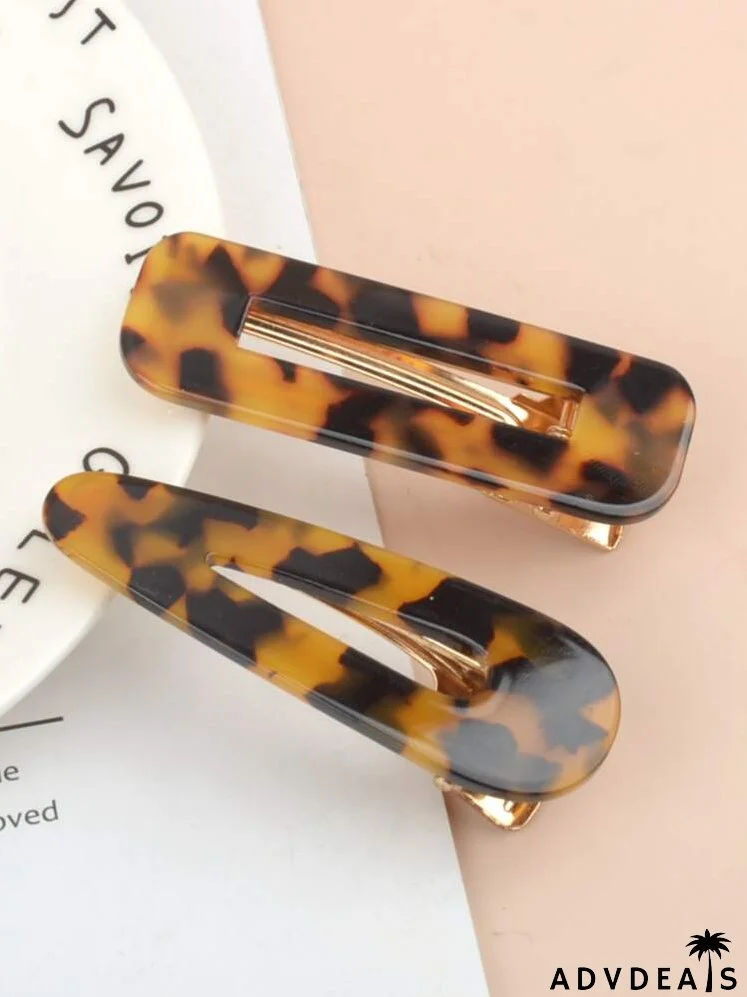 2pcs Tortoiseshell Pattern Hair Clip