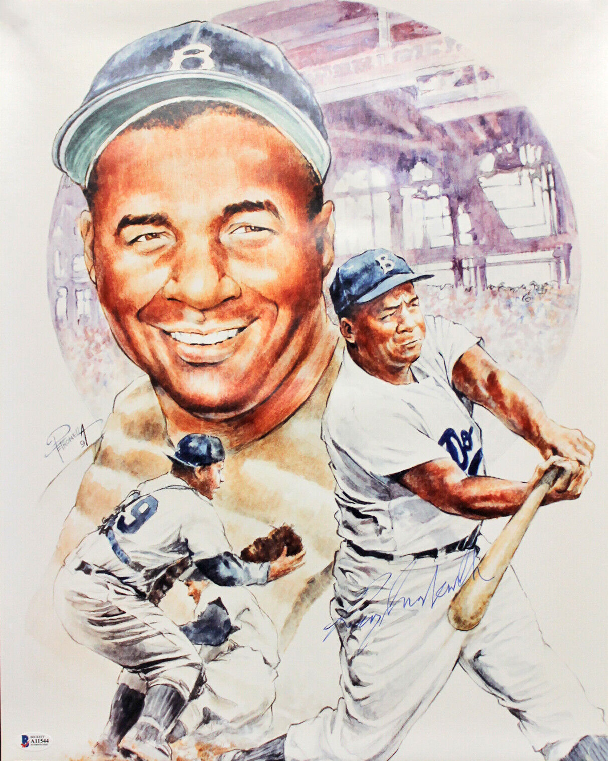 Dodgers Roy Campanella Authentic Signed 16x20 Lithograph Autographed BAS #A11544