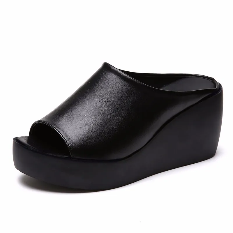 Breakj Breakj Women 2025 New Slope And Cool Slippers Summer Loose Cake Thick Bottom Fish Mouth Slippers