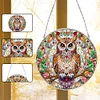 (Upgrade Size)DIY Diamond Painting Art Double Sided Effect Pendant Colorful Stained Glass Hanging Ornament Kit(Owl)