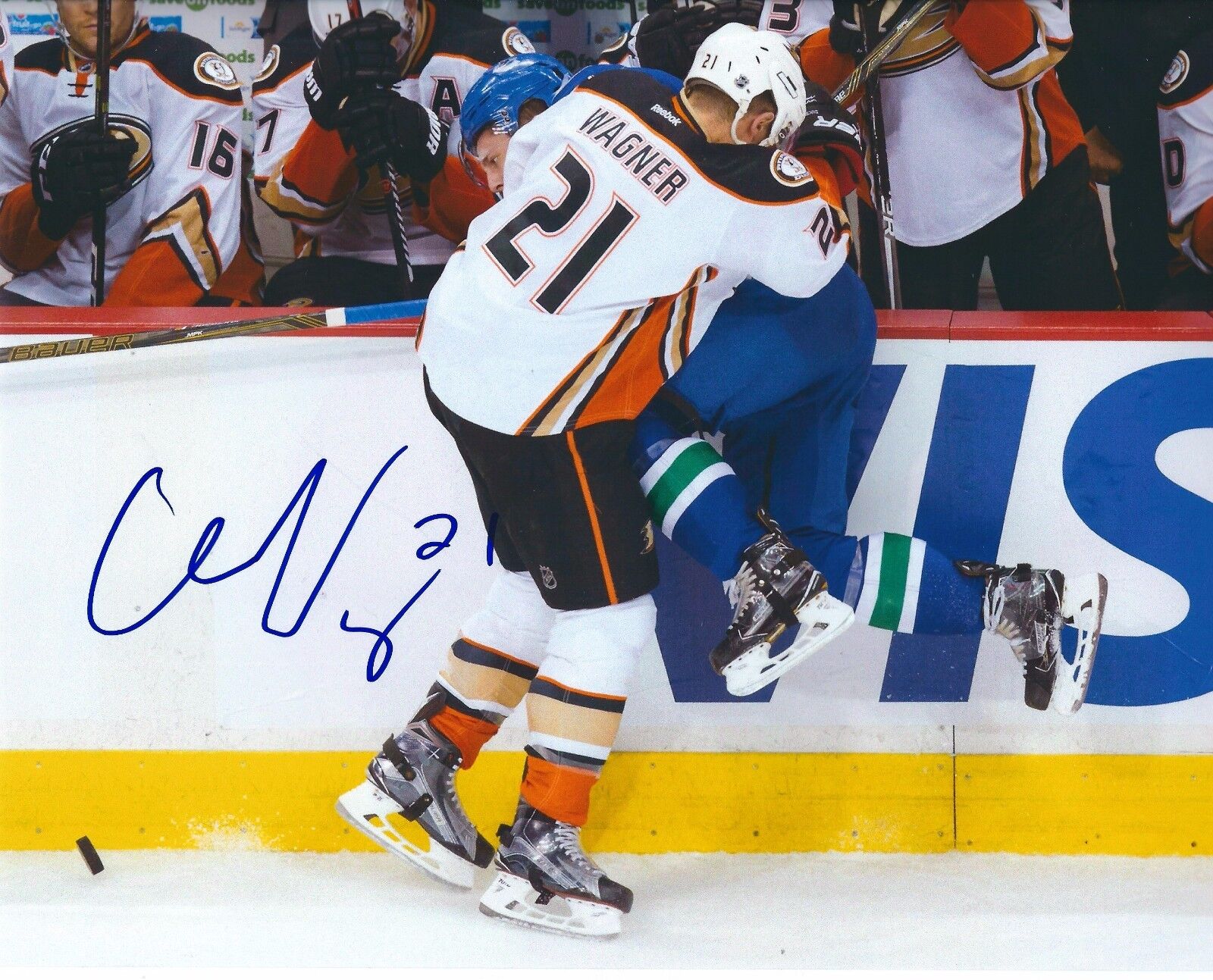 Autographed 8x10 CHRIS WAGNER Anaheim Ducks Photo Poster painting - w/COA