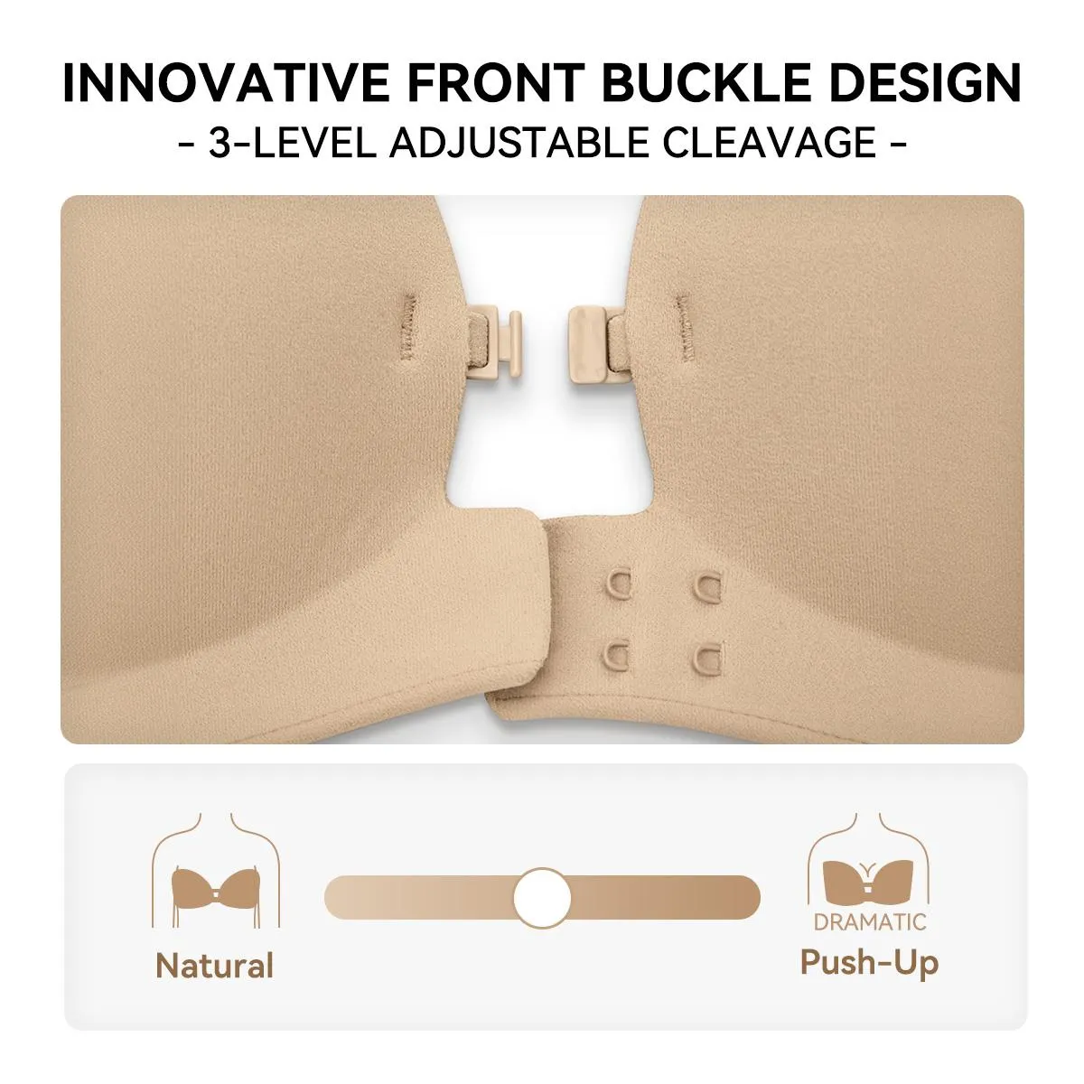 LUCKMEEY Womens Strapless Front Closure Bra Push Up Lift Bra Padded Add Cup Non Slip Anti-Slip Grip & Removable Straps Fit Outfits Wireless Supportive Seamless Comfortable LUCKMEEY Womens Strapless Front Closure Bra Push Up Lift Bra Padded Add Cup Non Slip Anti-Slip Grip & Removable Straps Fit Outfits Wireless Supportive Seamless Comfortable
