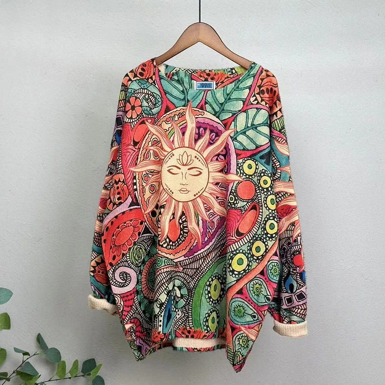 Women's Vintage Knitted Floral Sweater socialshop