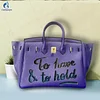 Hand Draw Customize Art English graffiti Bags For women Handbags Designer Shoulder Bag Real Cowskin Leather Unique personality