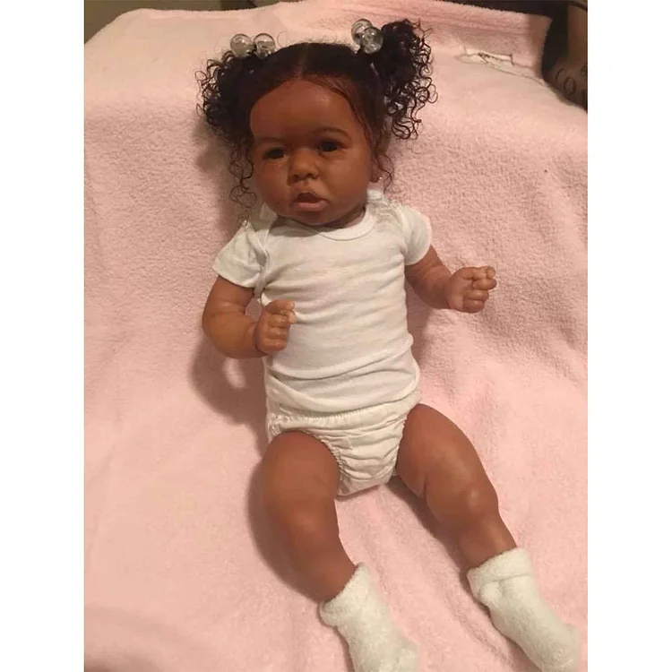 Newly Handmade 20 Inches African American Black Reborn Toddler Baby Dolls Girl Kaiser Rebornartdoll® RSAW-Rebornartdoll®