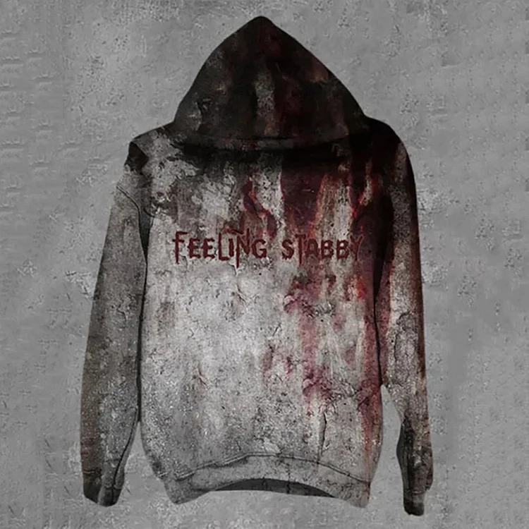 Comstylish Bloody Halloween Feeling Stabby Print Hoodie