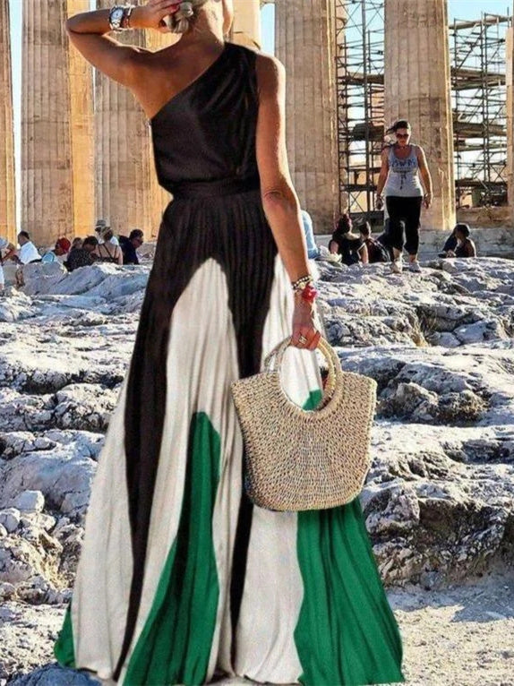 To the Maxi Pleated One-shoulder Dress