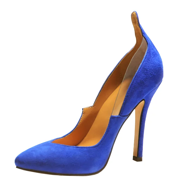 Royal Blue Heels Vegan Suede Pointy Toe 4 Inch Stiletto Heels for Ladies |FSJ Shoes