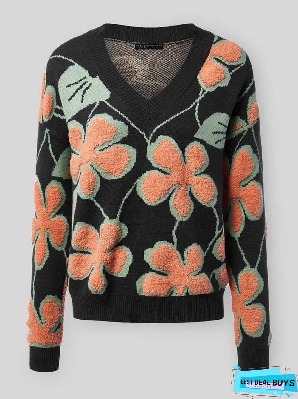 Cotton-Blend Long Sleeve Sweater