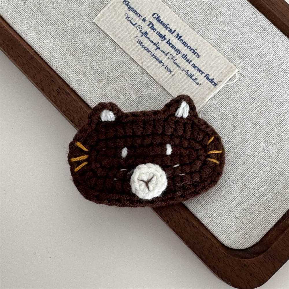 Wool Crochet Cartoon Cat Bb Clip wearshes