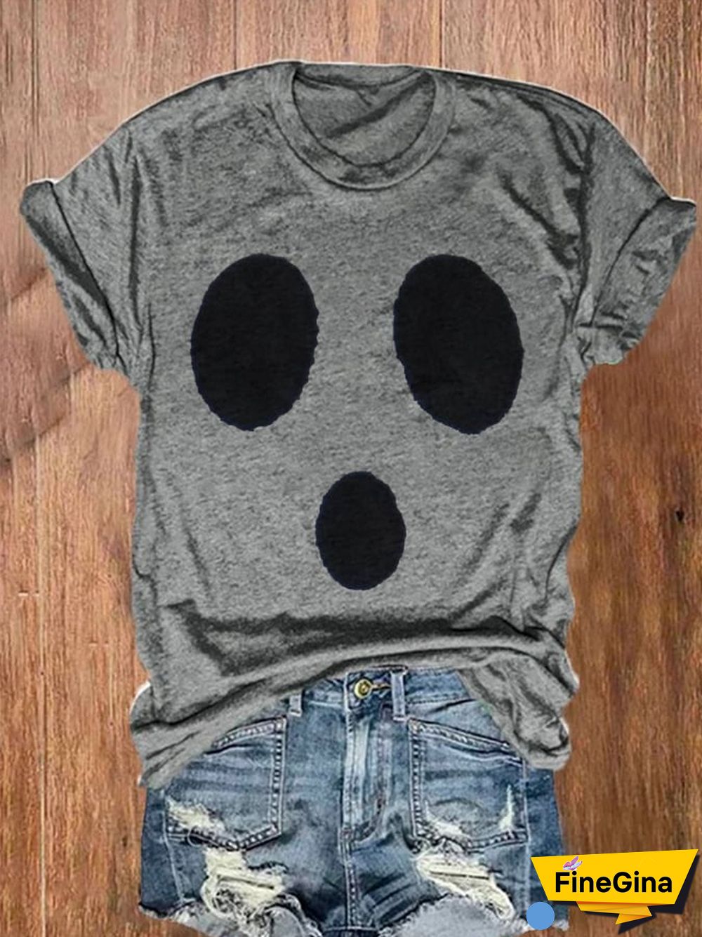 Women's Ghost Print Casual T-Shirt