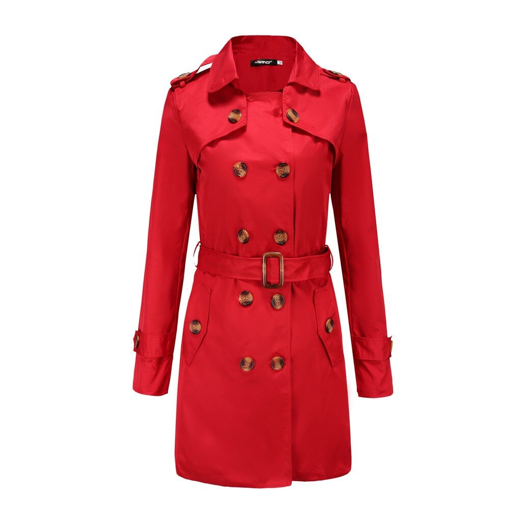 Women Trench Coat Slim Windbreaker Double Breasted Long Trench Coat Overcoat Outwear Solid Color Oversize Coats With Belt 2021
