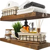 European Handmade Two-Piece Floating Shelves Solid Wood Wall Hanging Shelves
