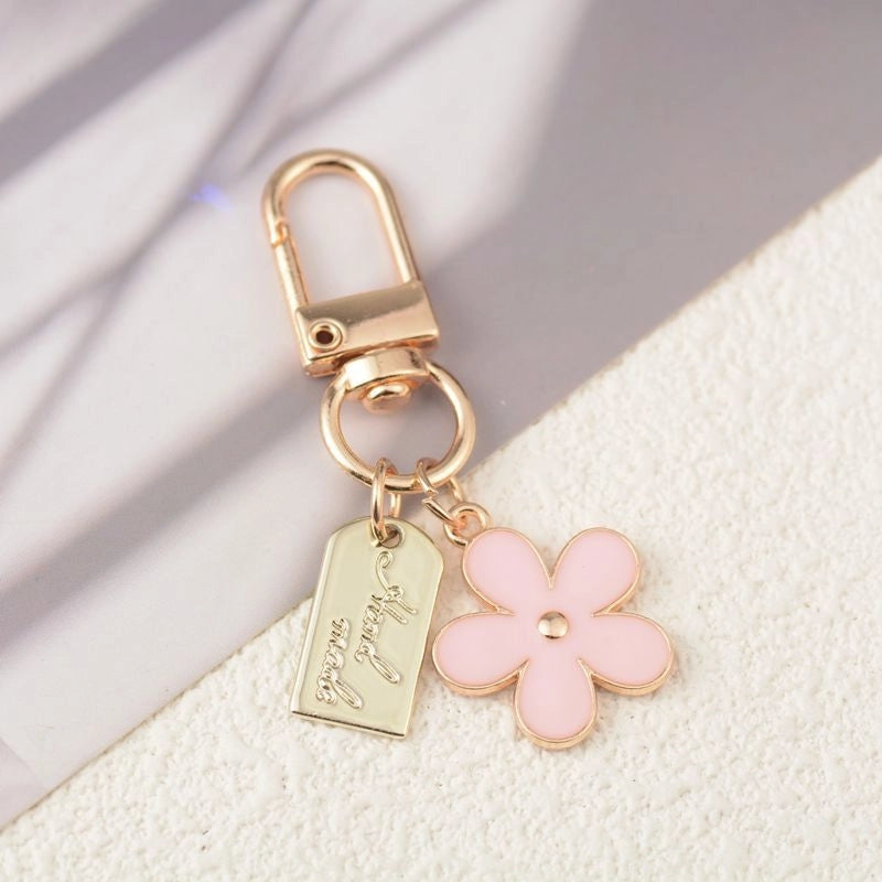 Cute Minimalist Flower Metal Unisex Bag Pendant Keychain