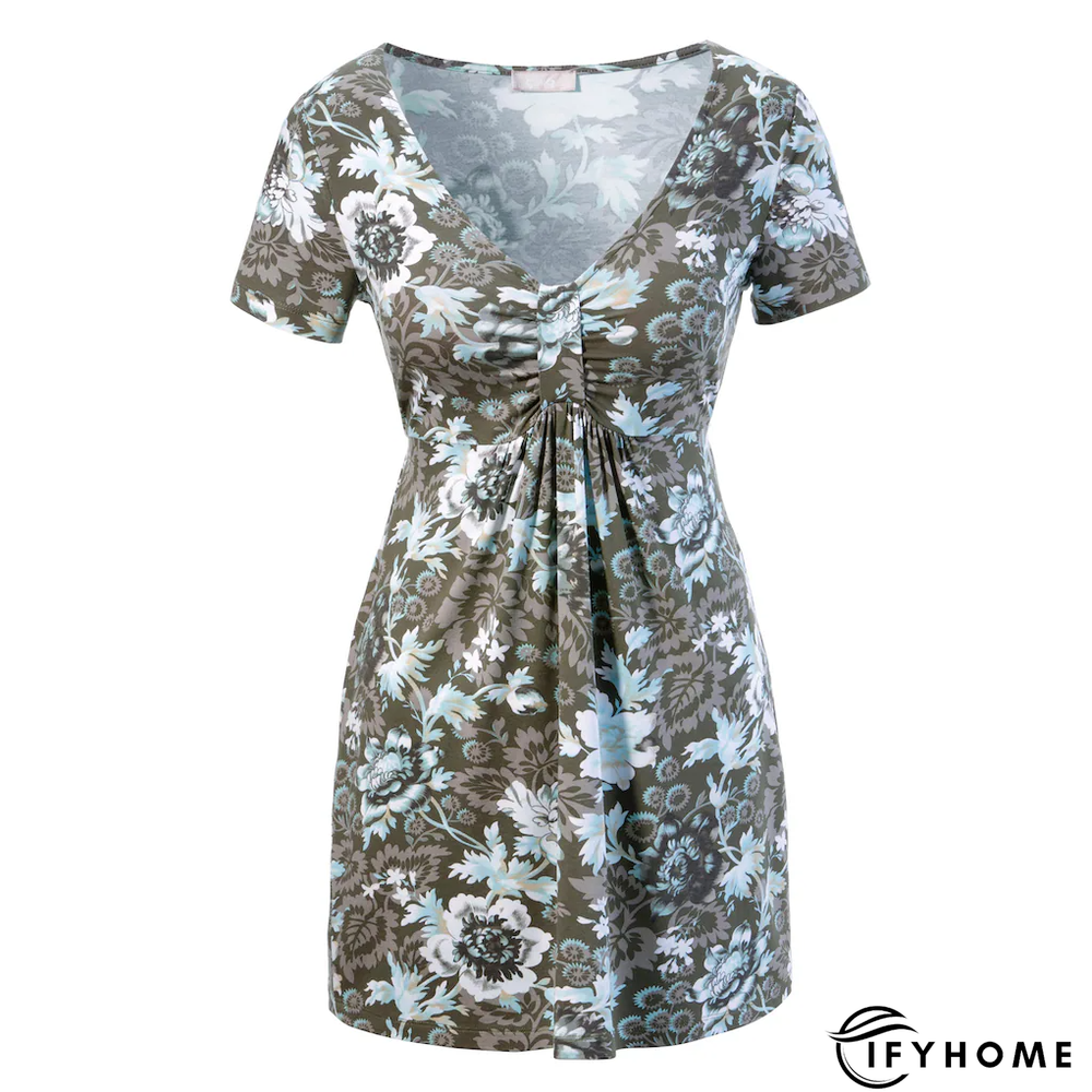 Floral V Neck Casual T-Shirt | IFYHOME