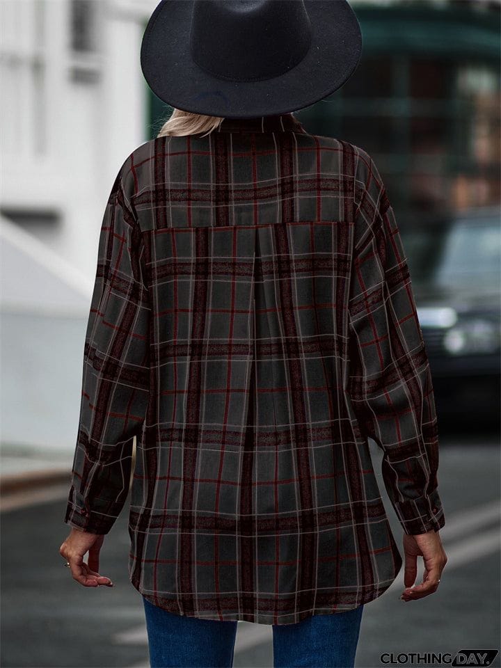 New Autumn Plus Size Extra Loose Plaid Soft Women Blouse