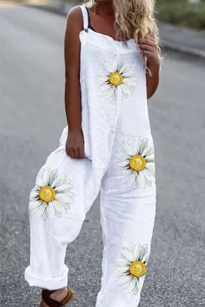 Casual Print Split Joint Loose Jumpsuits