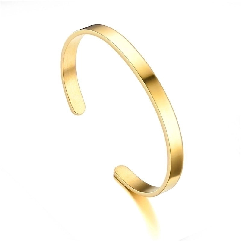 Fashion C Shape Letter Stainless Steel 18K Gold Plated Bangle In Bulk