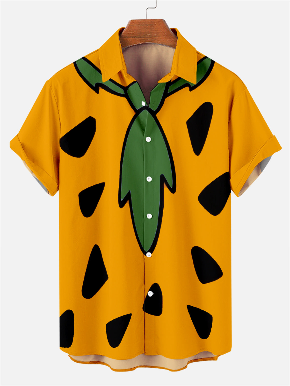 Men's Nostalgic Cartoon Flintstones Family Graphic Short Sleeve Shirt PLUSCLOTHESMAN