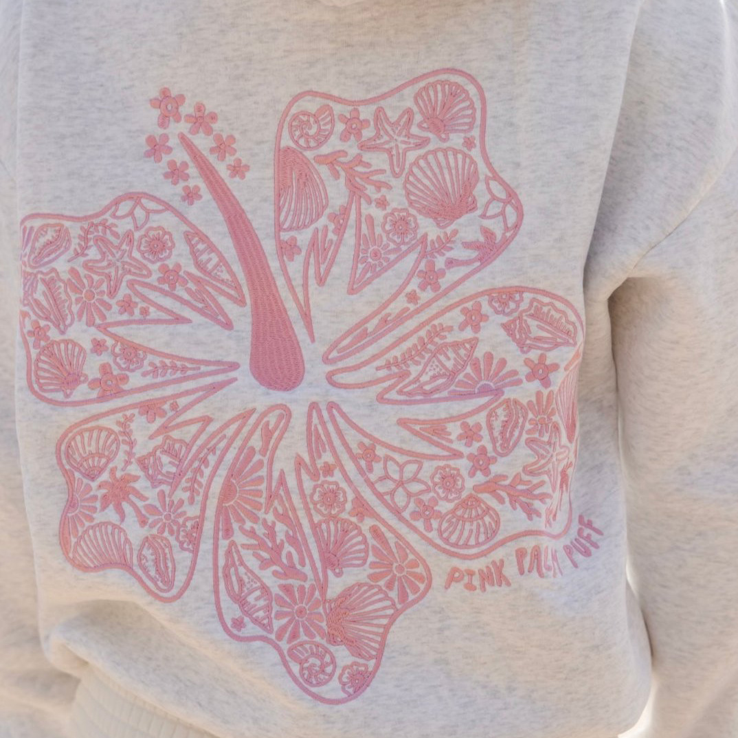 Women's Drop Sleeve Threaded Print Hoodie