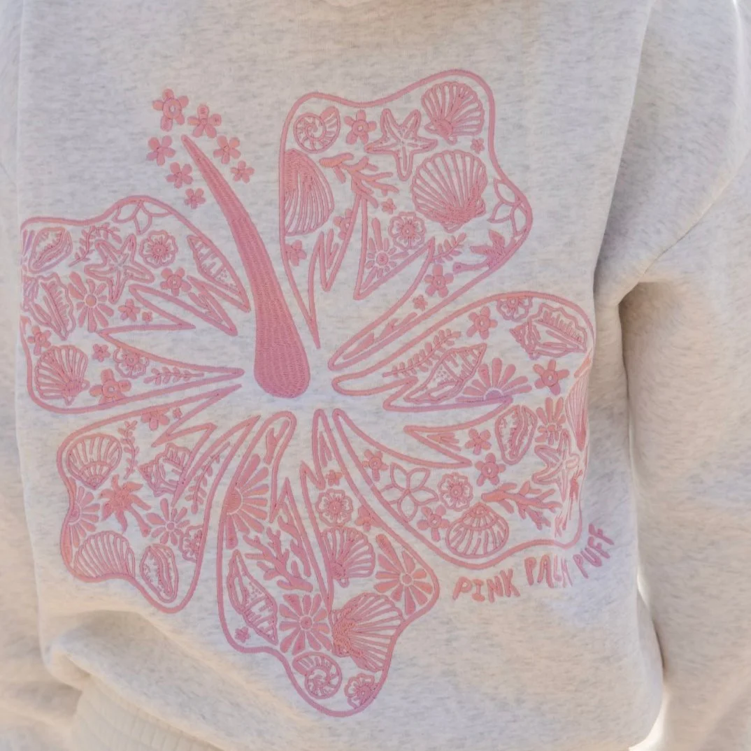 Women's Drop Sleeve Threaded Print Hoodie
