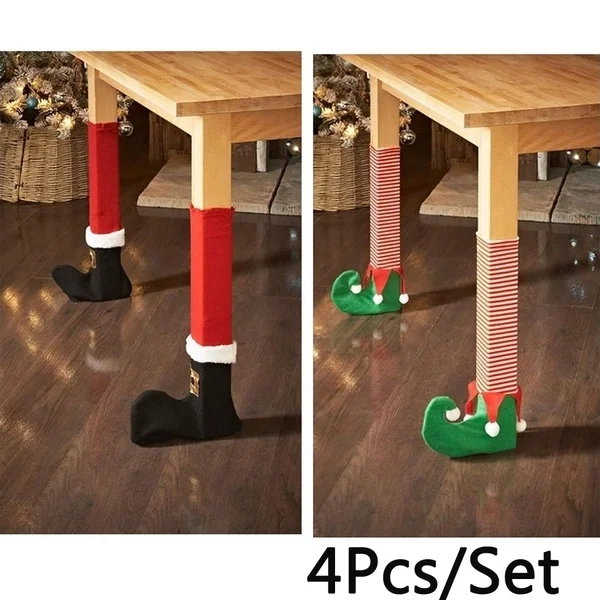 4Pcs/Set Elf Santa Chair Table Leg Covers Christmas Table Decoration Novelty