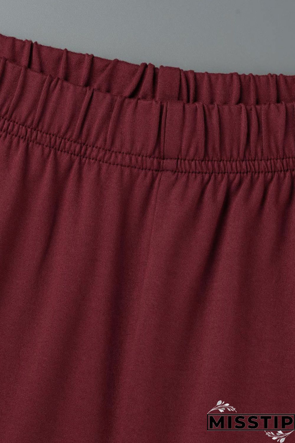 Rose Red Casual Solid Patchwork Slit V Neck Plus Size Two Pieces