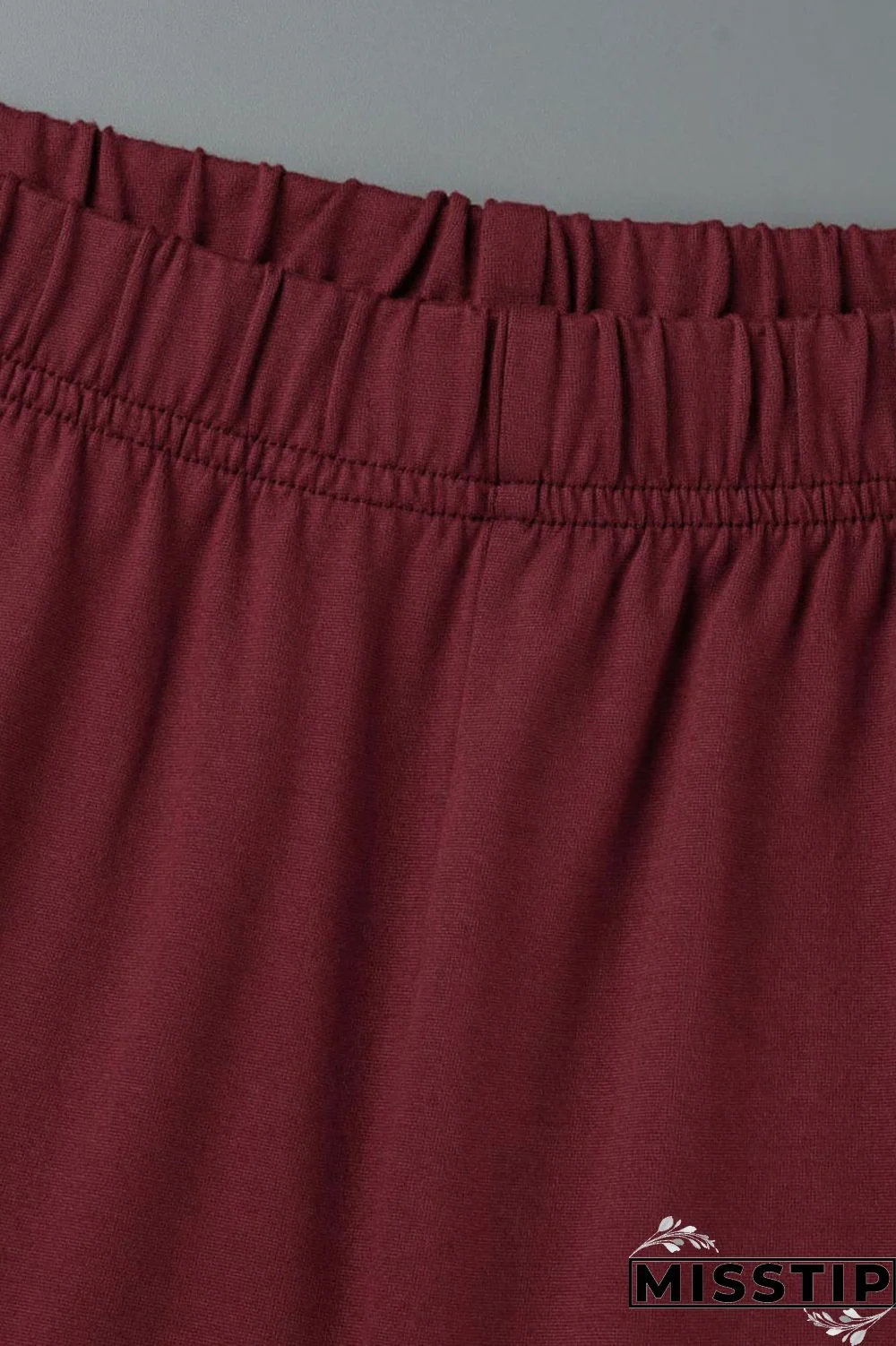 Rose Red Casual Solid Patchwork Slit V Neck Plus Size Two Pieces