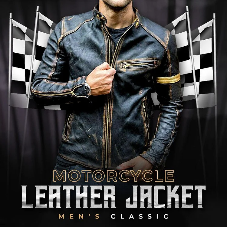 Klassische Motorrad-Lederjacke für Herren