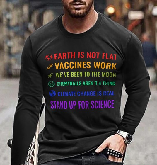 BrosWear Science Is Real Vaccines Work Printed Long Sleeve T-Shirt