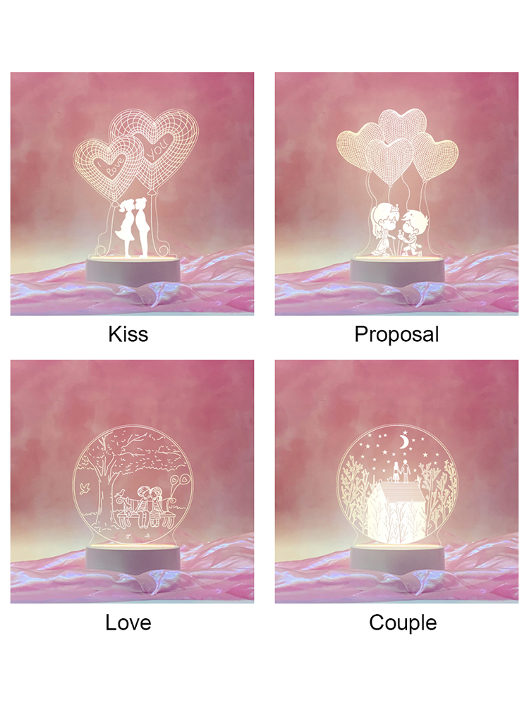 

3D Night Light Romantic Love Art LED Warm Bedside Lamp Valentines Day Gifts, 501 Original