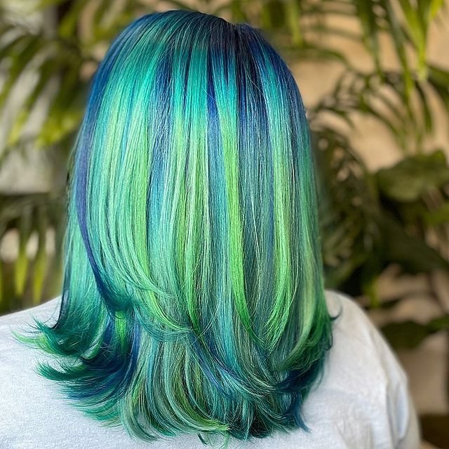 US Mall Lifes® | (✨NEW)HIDDEN RAINBOW075 GREEN COLORFUL COLORSHAIR WIG 100% High-Density WIG US Mall Lifes