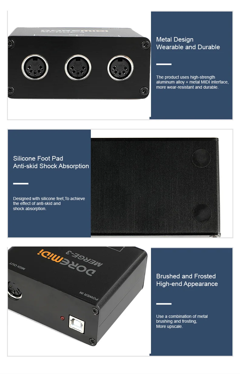 DOREMiDi MIDI Merger-3 MIDI Input 2 MIDI Output Support USB Power