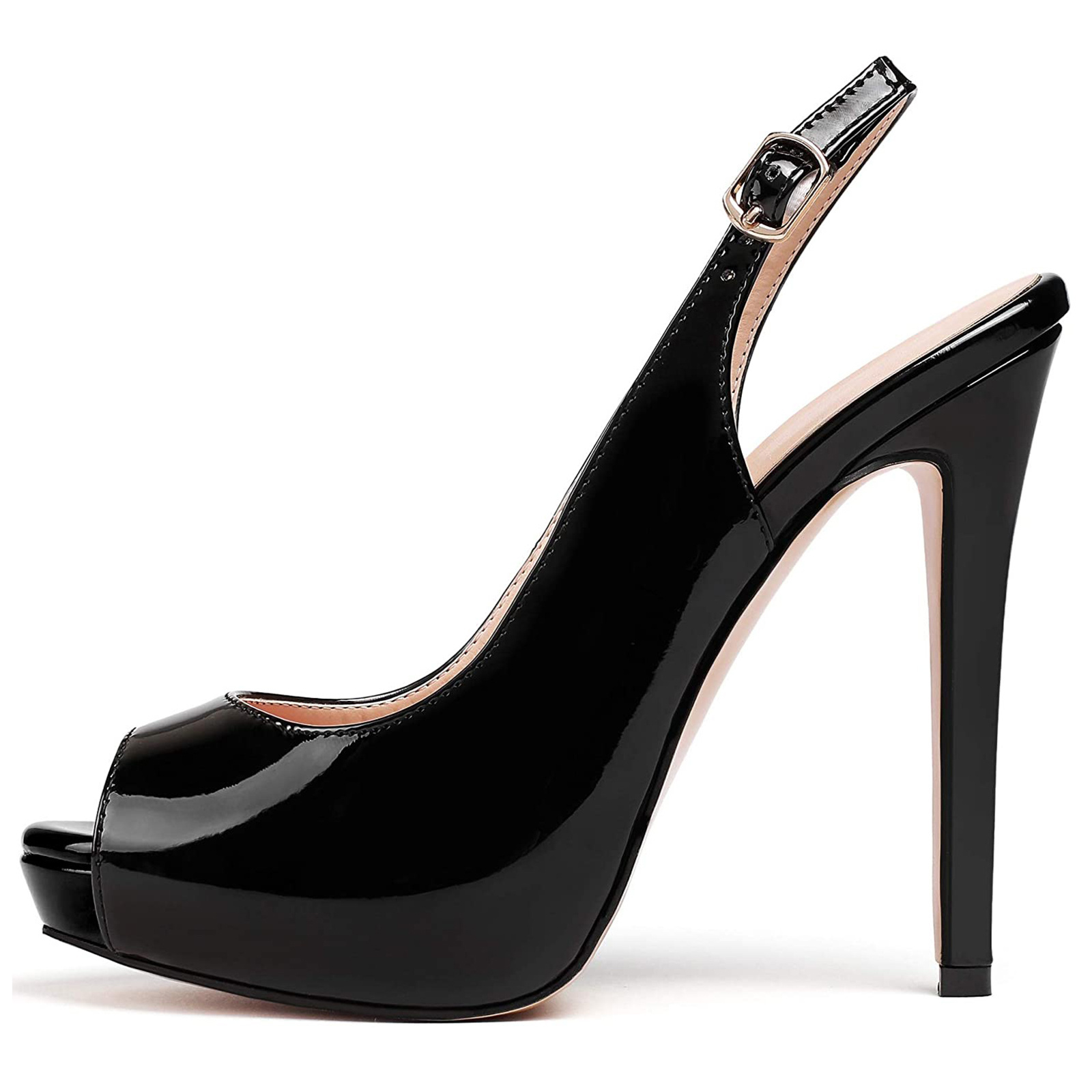 120cm/4.72inch Women's Strap Slingback Sandals Peep Toe Platform Stilettos Patent Heels