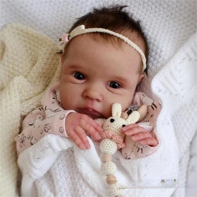 [New]20" Lifelike Brown Eyes Handmade Weighted Cloth Body Reborn Baby Girl Toddler Doll Toy Sutamo Rebornartdoll® RSAW-Rebornartdoll®