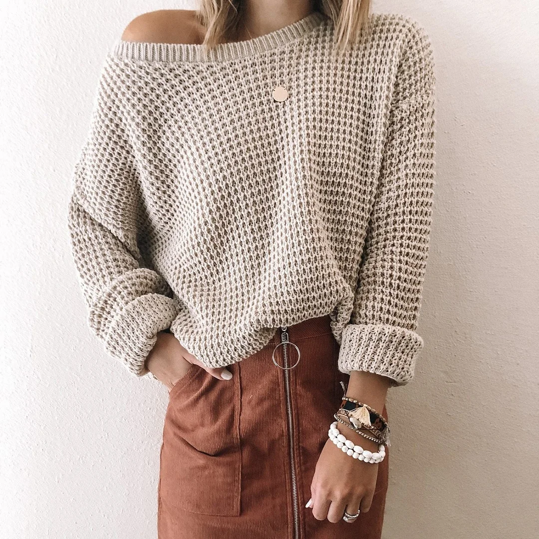 Women's Sweater Off The Shoulder Long Sleeve