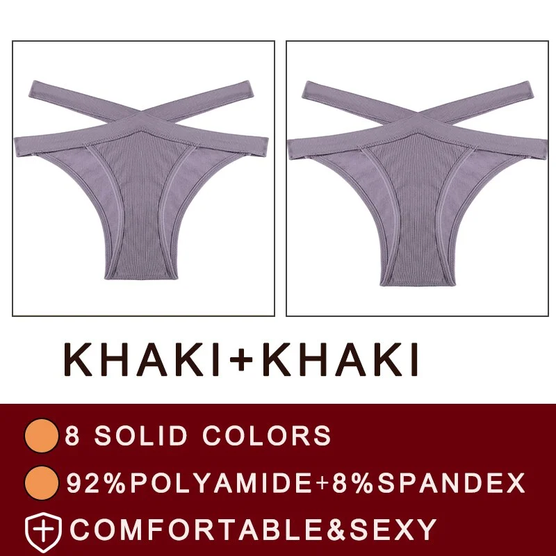 FINETOO 2PCS/Set Fashion Women's Seamless Sexy Panties Lingerie Girls Cross Strap Underwear Briefs 8 Solid Colors Woman Pantys