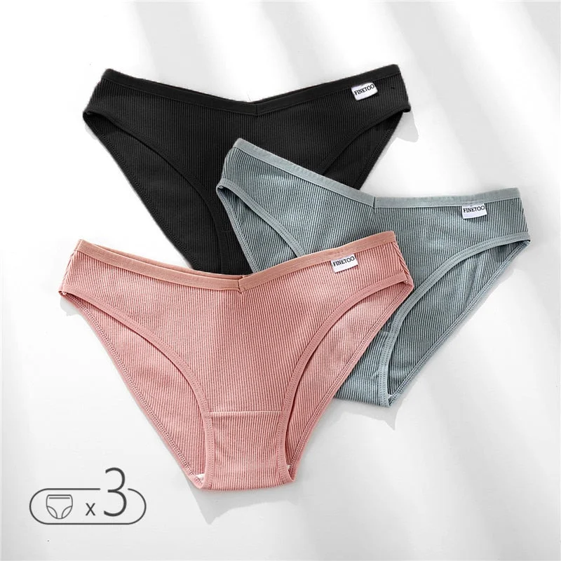 FINETOO Cotton Underwear Women M-XL Panties Fashion V Waist Underpants Low-rise Women's Briefs Soft Panty Comfortable Lingerie