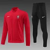 2024/2025 Portugal Long Zipped Jacket Training Suit Red Football Shirt 1:1 Thai Quality Set