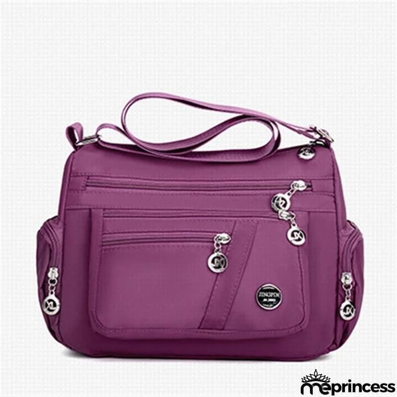 Multi-Pocket Zip Fastening Adjustable Shoulder Strap Casual Crossbody Bag