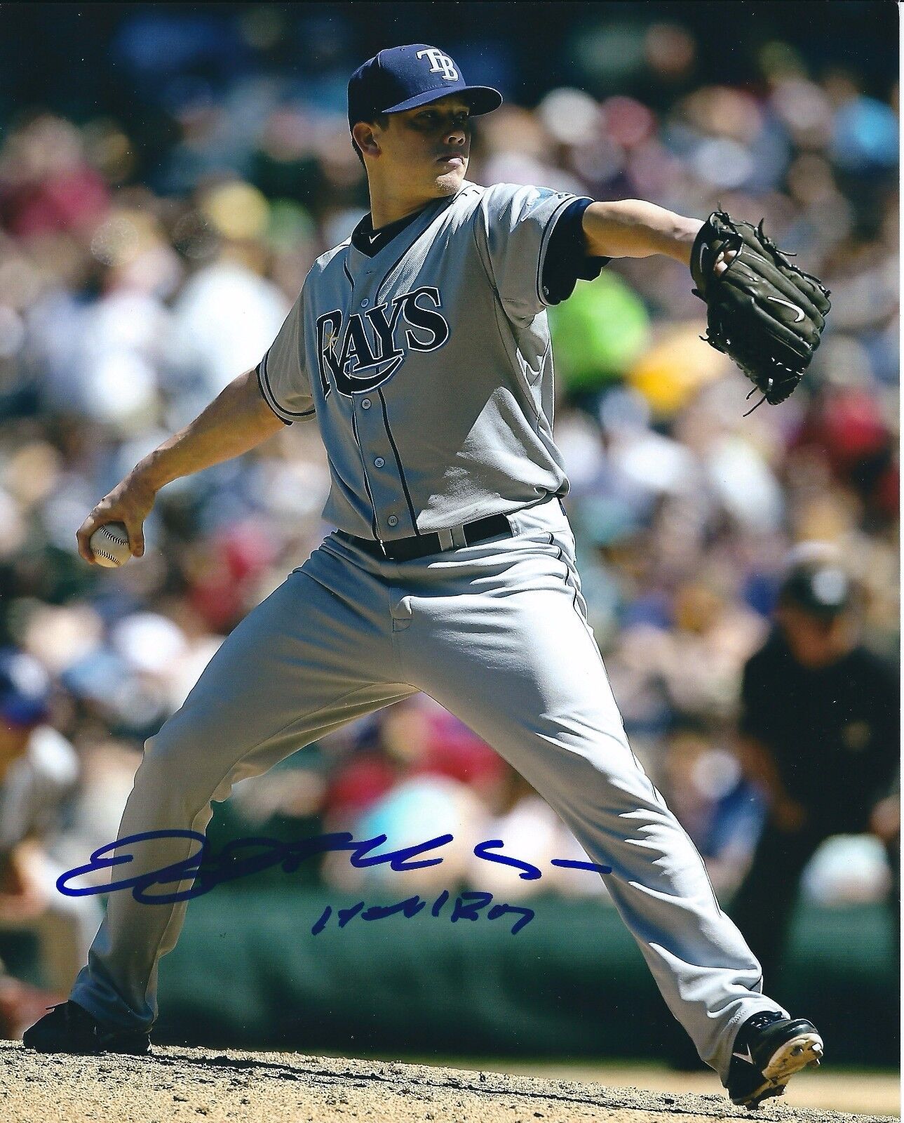 Signed 8x10 JEREMY HELLICKSON ROY 11 Tampa Bay Rays Autographed Photo Poster painting - COA